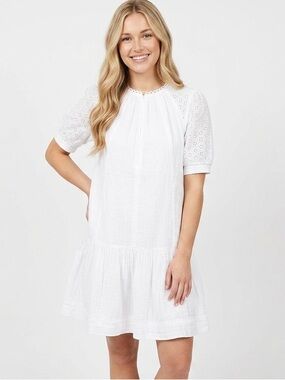 ME+EM Embroidered Cheesecloth Short Dress Size 2